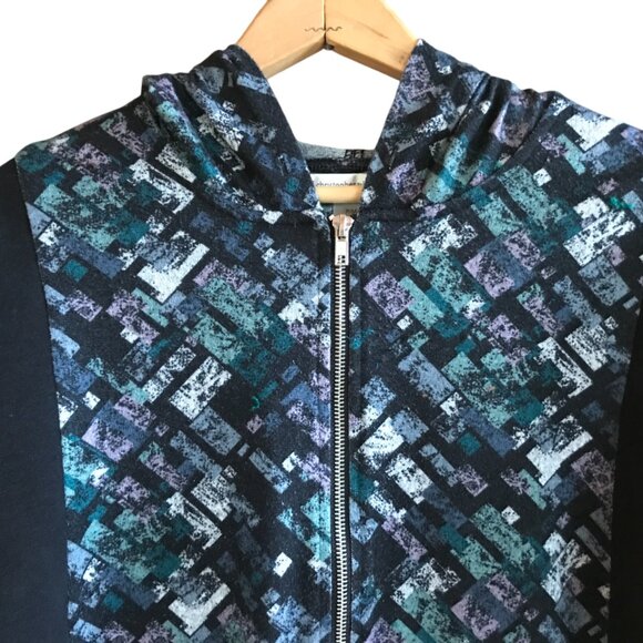 Upcycled Zippered Hoodie, M: Zip-Up Jacket, Campus Sweatshirt, Hipster Grunge - Picture 5 of 11